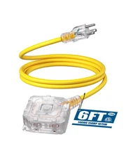 DEWENWILS 6 Outlet Heavy Duty Extension Cord for Construction Workshop 6FT