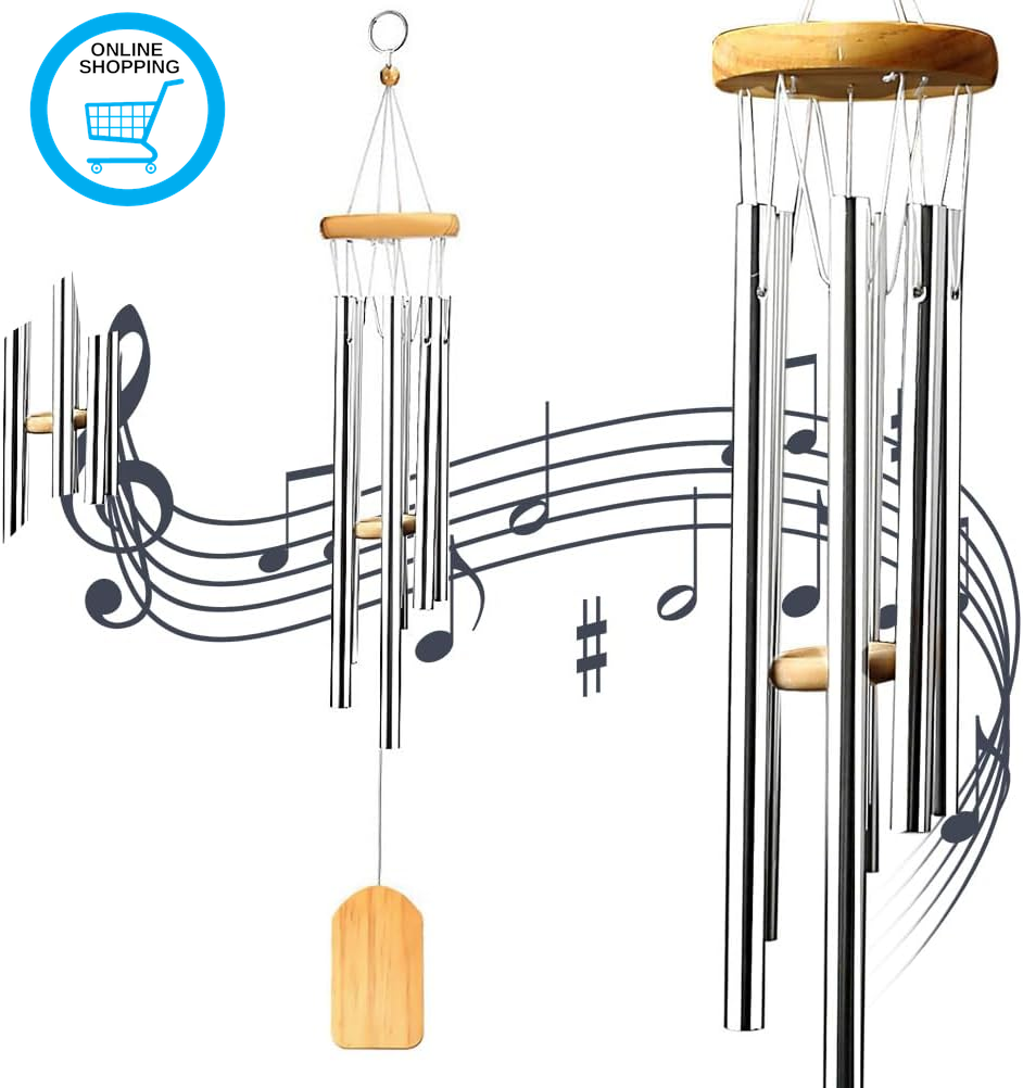 Nuosen Wind Chimes, Musical Bells Crafts Memorial Wind Chimes with Wooden Pendul