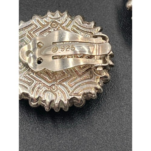 Stephen Dweck Designer Sterling geschnitzte oval Clip-On Blumen Ohrringe - Bild 10 von 12