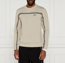 Sweatshirt BOSS Mens Beige Pullover Top With Logo - Salbo 1 Size XL