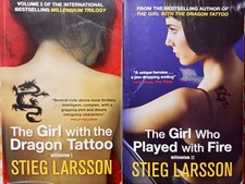 2 PB Books by Stieg Larsson: Girl with Dragon Tattoo / Girl Who Played with Fire