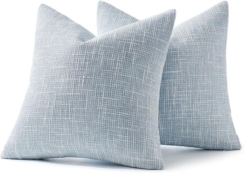 MIULEE Burlap Linen Throw Pillow 18" x (Pack of 2), Light Blue - Picture 6 of 6