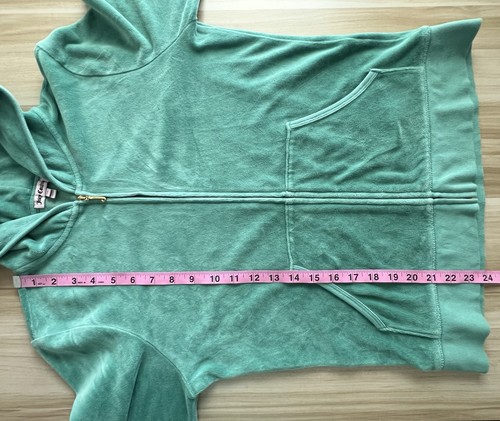 Juicy Couture Green Velour Full Zip Hoodie Jacket XL Crown Rhinestone Y2K VTG - Picture 13 of 24