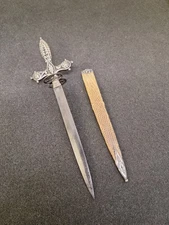 Antique 19th Century Miniature 5.5" Blade Dagger Knife Sterling Marked & Sheath 