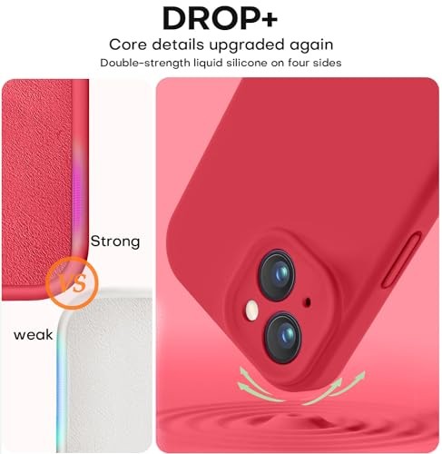 Compatible with Case, Liquid Silicone Upgrade [Camera iPhone 13 Red - Foto 5 di 7
