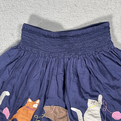 Mini Boden Skirt Girls 6-7Y Navy Blue Applique Cats Full Petti Skirt Cotton - Picture 11 of 13