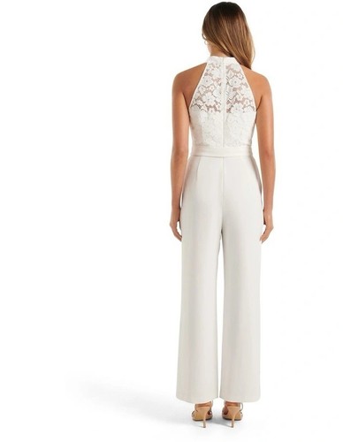 Forever New White Lace Jumpsuit Hens Party Wedding Event Size 10 Sleeveless - Picture 5 of 16