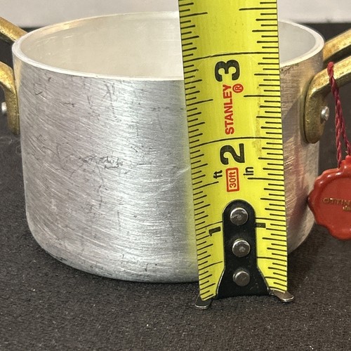 Ottinetti Mini 4" Aluminium Pot w/Brass Handles & Original Tag Made in Italy - Picture 8 of 9