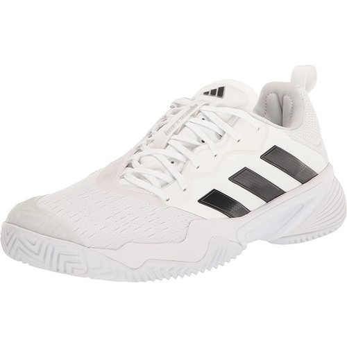 Zapatilla deportiva Adidas Barricade para hombre nueva con etiquetas, blanca/núcleo negro/plata mate, 10 - Imagen 4 de 7