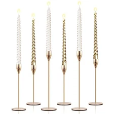 Candlestick Holder Gold Candle Holders for Table Centerpiece Set of 6 Taper 