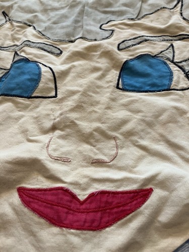 Vintage Child’s 1/2 Apron Handmade Embroidered Face Cute Wall Hanging Playroom - Picture 2 of 7