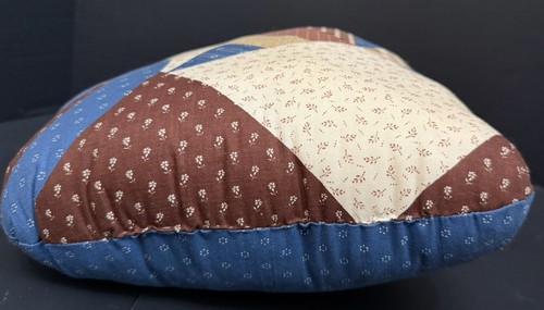 VTG Cat Shaped Throw Pillow Quilted Patchwork Pattern ~10x13" Accent Plush Beads - Picture 5 of 7