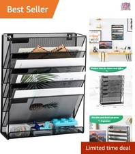 Mesh 6-Tier Wall Mount Organizer Desktop Paper Folder Rack Office Home