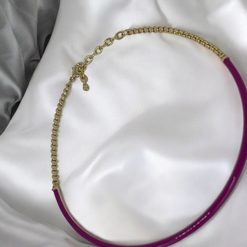 Gargantilla Collar Tono Dorado Esmalte Cadena Elegante Impresionante Brillante Elegante Nuevo con Etiquetas - Imagen 9 de 18
