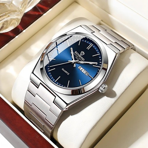 Men’s Stainless Steel Business Watch – Waterproof Quartz with Calendar & Week - Picture 3 of 16