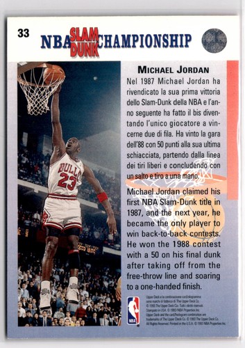 1992-93 Upper Deck #453 Michael Jordan 1987-1988 dos veces campeón Bulls - Imagen 2 de 2