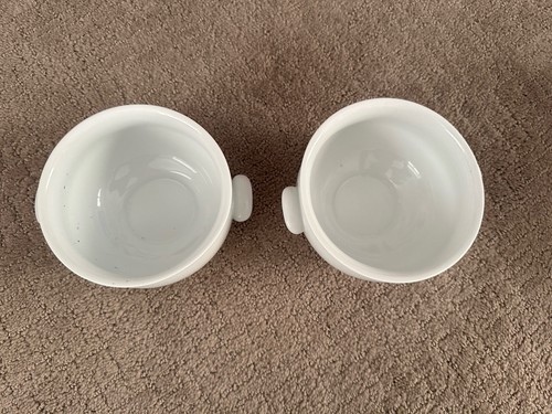 2 Pottery Barn tolles weißes Set Suppenschüsseln Doppelgriffe mit Fuß - Bild 2 von 7