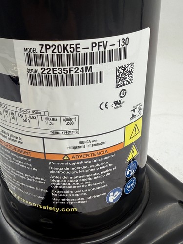 NEW Copeland ZP20K5E-PFV-130 Compressor R410a 1 PH 208/230V 2 Ton ZP20K6E ZP20K3 - Picture 4 of 6