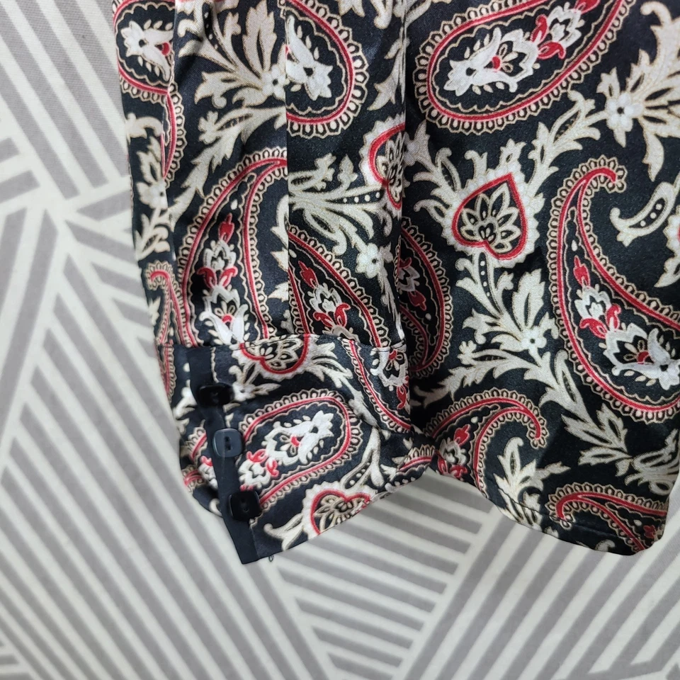 De Colección Y2K Covington Top Satinado Abotonable Plus 18 Paisley Carrera Profesional Rojo Foto 4 de 4