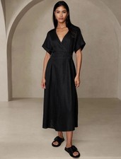 Banana Republic Women’s Size Small Tall Linen Black Sedona Shirt Dress NEW NWT