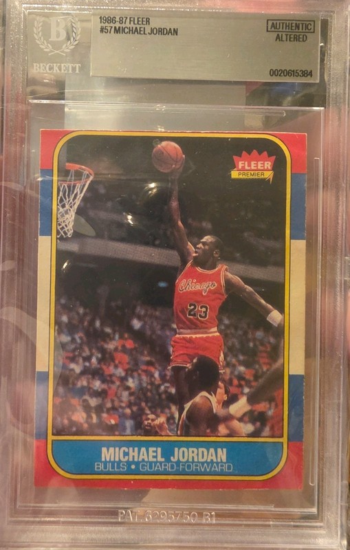 Michael Jordan Rookie Card!!! 1986-87 Fleer #57 (RC) Beckett Authentic Altered😍