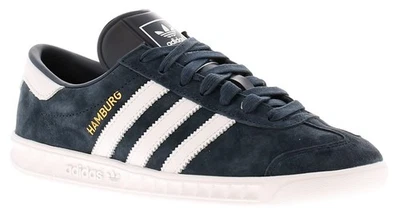 Adidas Originals Hamburg Baskets Homme Cuir Nubuck Lacets Bleu Marine - Photo 1/4