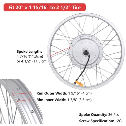 E-Bike Conversion Kit Controller for 20" 750W 36V E-bike Front Wheel Motor Kit - 第 7/8 張圖片