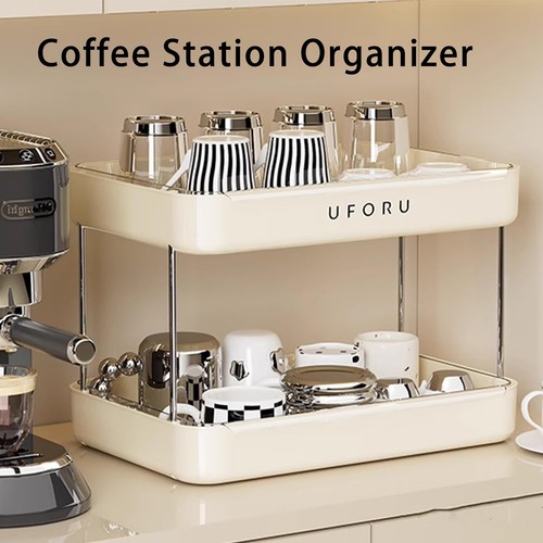 Countertop Coffee Station Organizer, 2 Tier Wine Glass Holder, Mug Shelf with... - Bild 2 von 9