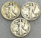 1917 Walking Liberty Silver Half Dollar lot of 3 coins in saflips #J212