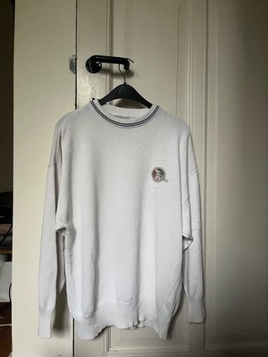 Vintage 90s adidas Full Speed Ahead Knit Sweater   White/Purple