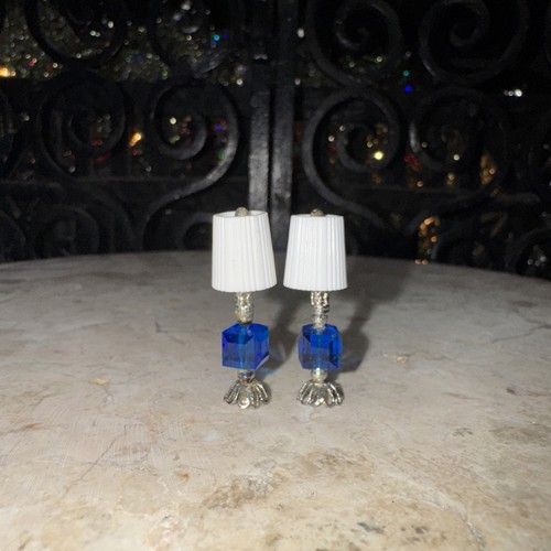 Vintage Dollhouse Miniature Pair Judy Berman Chrysnbon Table Lamps 1:12 - Picture 14 of 23