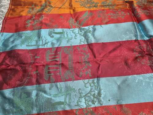 Vintage Chinese Silk Blend Tablecloth Oriental Asian Tablecloth 100 X 100cm - Picture 17 of 20
