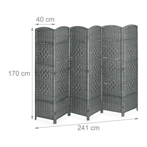 Folding screen Room Divider Freestanding Separator 6 Panels Grey Lightweight - Picture 4 of 9