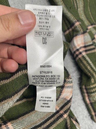 Camisa de Franela Fiordo Manga Larga Patagonia Para Hombres L Verde Abotonada Algodón Orgánico - Imagen 4 de 8