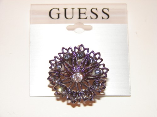 Nuevo con etiquetas Guess Acabado de Metal Negro-Estrás Transparente, Elegante Anillo de Trabajo Abierto, Talla 7 - Imagen 4 de 4