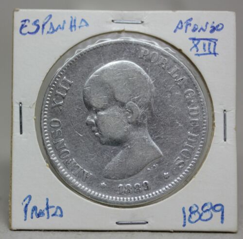 SPANIEN AFONSO XIII 5 PESETEN 1889 SILBERMÜNZE - Bild 3 von 4