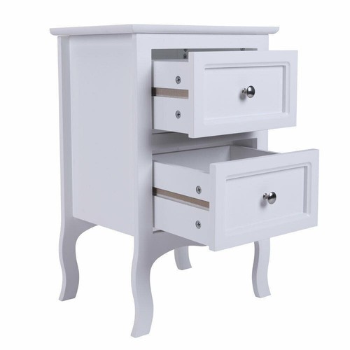 Pair of White Bedroom Bedside Table Unit Cabinet Nightstand with 2 Drawers - Picture 7 of 11