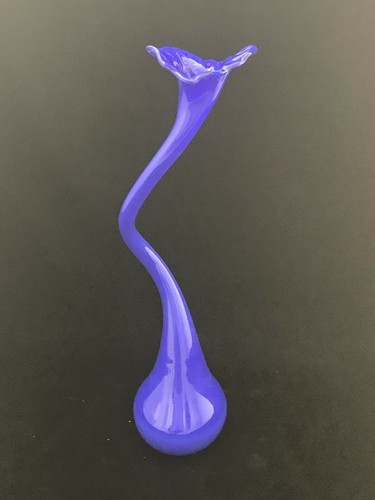 Blau signiertes Ryno Glas 2004 Bob Rynearson Kunstglas Spiralvase 15" hoch - Bild 3 von 7