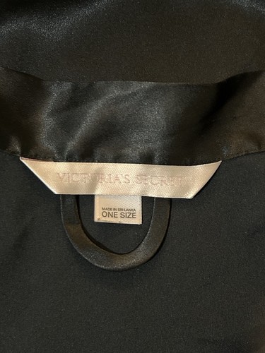 Victoria Secret Vintage Robe Lingerie Size One Size Kimono Pockets Black Wrap - Picture 7 of 11