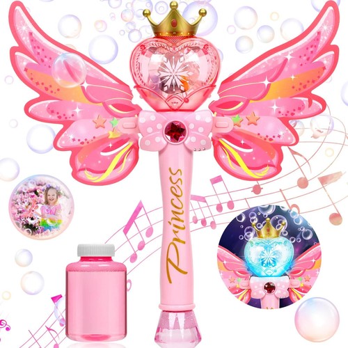 Bubble Wands Toys for Girls 4-6 Princess Wands for Little Girls Light Up Bubb...