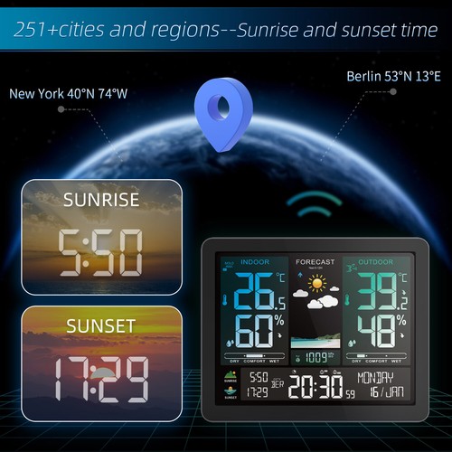 Multi-function Professional Electronic Weather Station Intelligent Color D3M2 - Picture 5 of 7