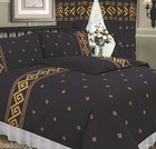 ATHENS BLACK GREEK KEY ROPE EFFECT METALLIC GOLD TRADITIONAL BEDDING OR CURTAINS