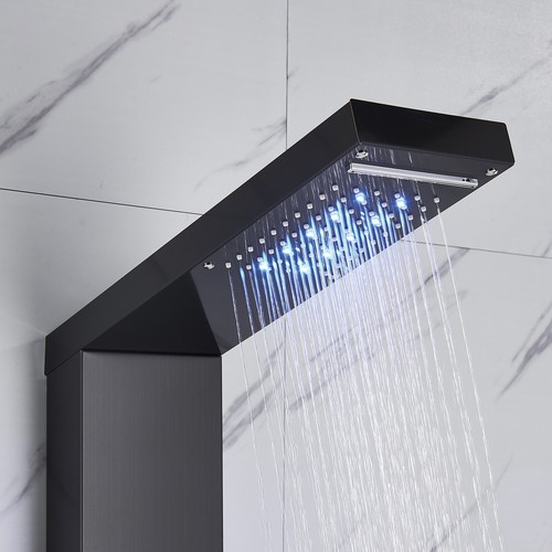 Panel de ducha baño sistema de ducha acero inoxidable juego de ducha con ducha de mano grifo negro - Imagen 55 de 105