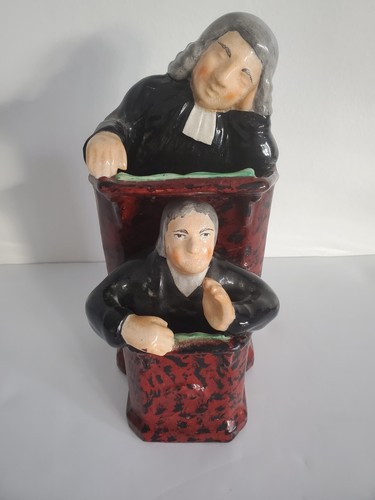 Antique 19th Century Staffordshire Vicar and Moses Figurine H 9 1/2" - Picture 2 of 8