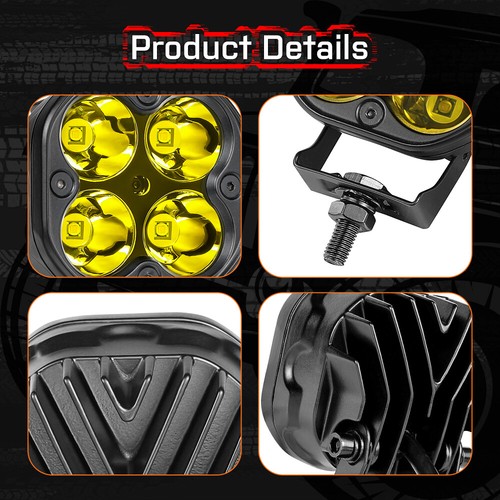 For Toyota FJ Cruiser 4Runner 80W 3" Amber LED Cube Pods Ditch Hood A-pillar FOG - Bild 12 von 14