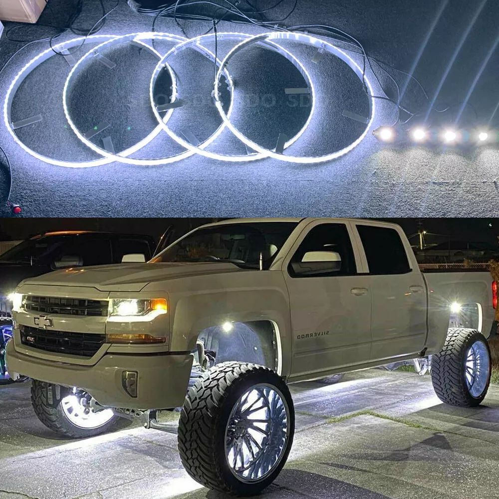 17.5 White Double Row LED Wheel Lights 4pcs LED Rock Lights