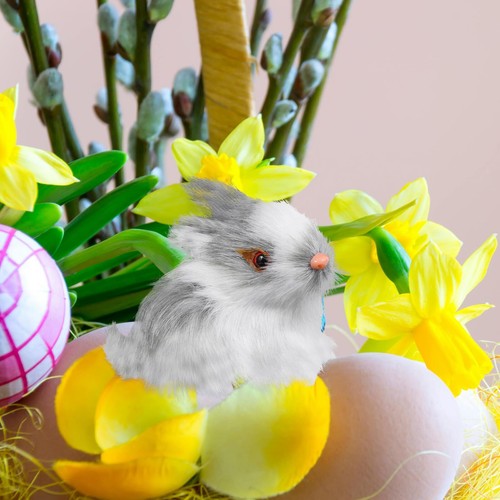 4pcs Easter Rabbit FigurinesRealistic Mini Furry Bicute Bunnies for BasketLif... - Picture 7 of 8
