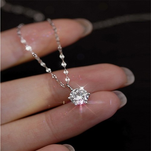 1ct 6.5mm Round Moissanite 925 Sterling Silver Pendant Necklace Fine Jewellery - Picture 6 of 9