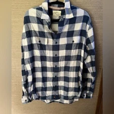 The normal brand blue & cream plaid flannel size mens medium