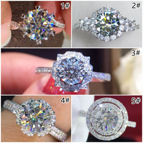 Round Cubic Zircon Women Wedding Jewelry Gorgeous 925 Silver Filled Ring Sz 6-10 - Picture 2 of 27